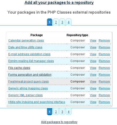 Packages in Composer repository listing